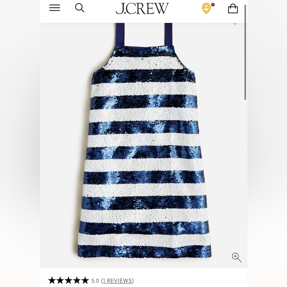 NWOT J crew crewcuts girls sequin stripe tank top dress white navy size 4 🤍💙